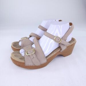 Dansko Sandi Casual Strappy Slingback US 10.5 Womens Tan Leather Sandals Shoes